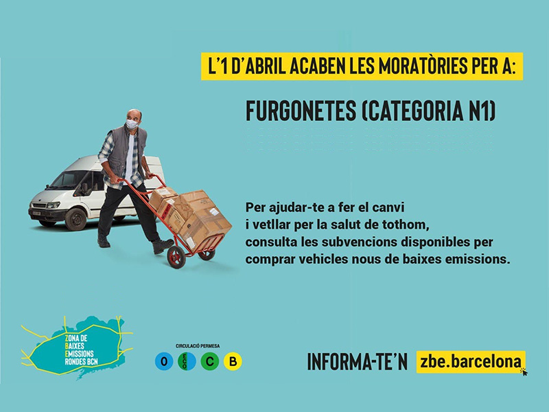 El 31 de març finalitza la moratòria de la ZBE Rondes BCN per a les furgonetes a les quals no els correspon l’etiqueta ambiental
